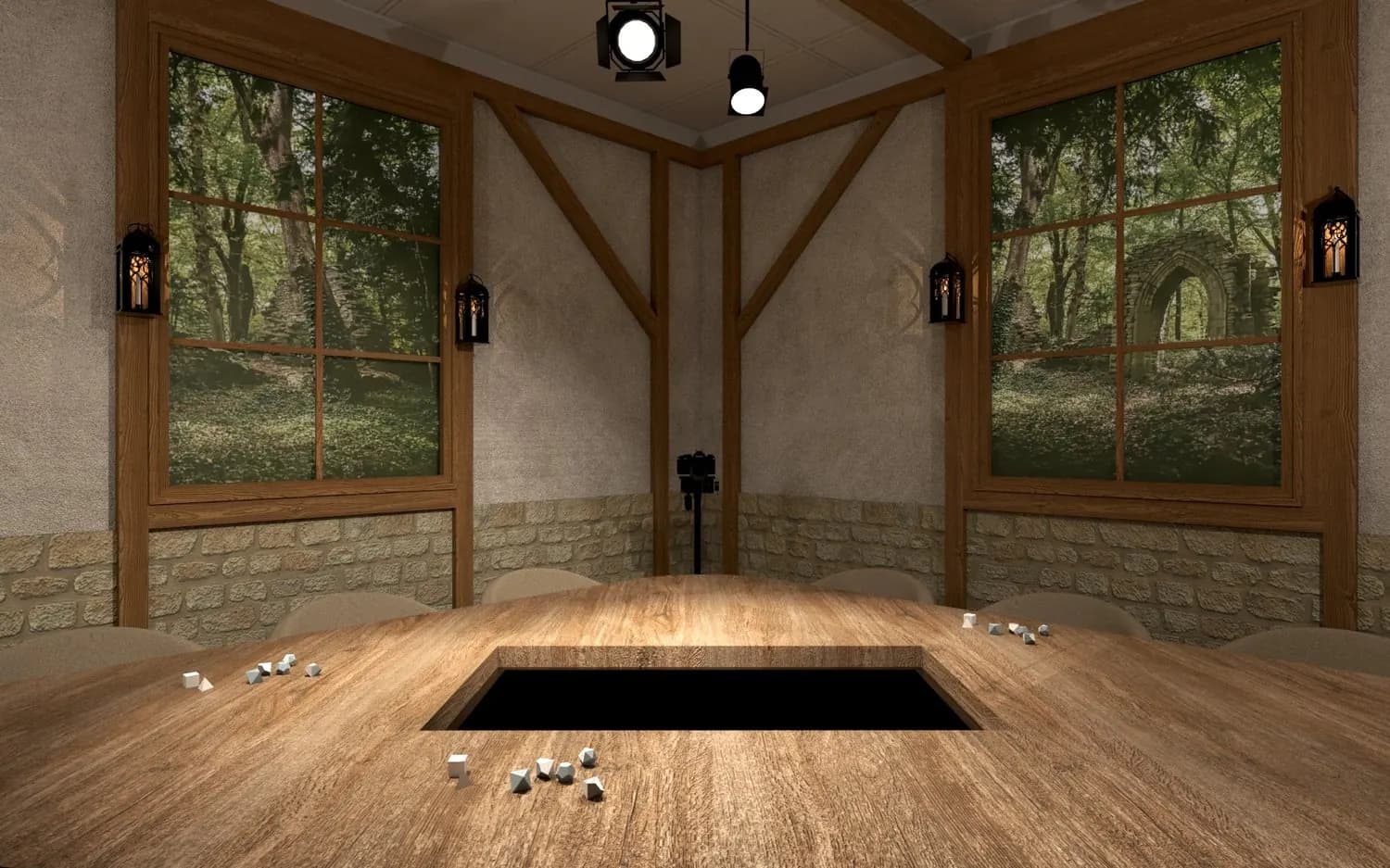Rendu 3D : les fenêtres gothiques sur la forêt