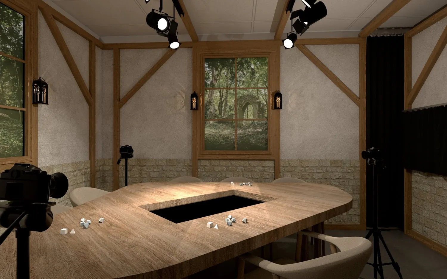 Rendu 3D : la table et le diorama central